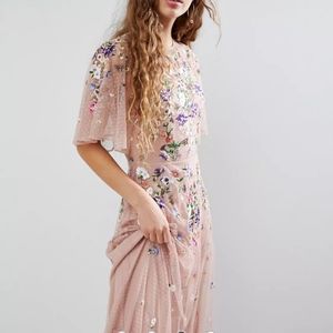 ASOS Floral Embroidered Dobby Mesh Flutter Sleeve